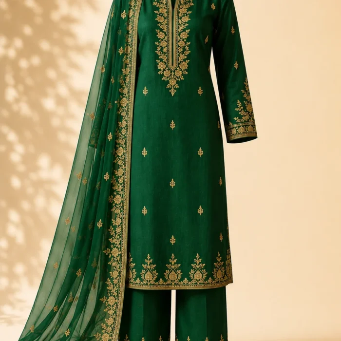 Emerald Grace Embroidered Stitched Suit