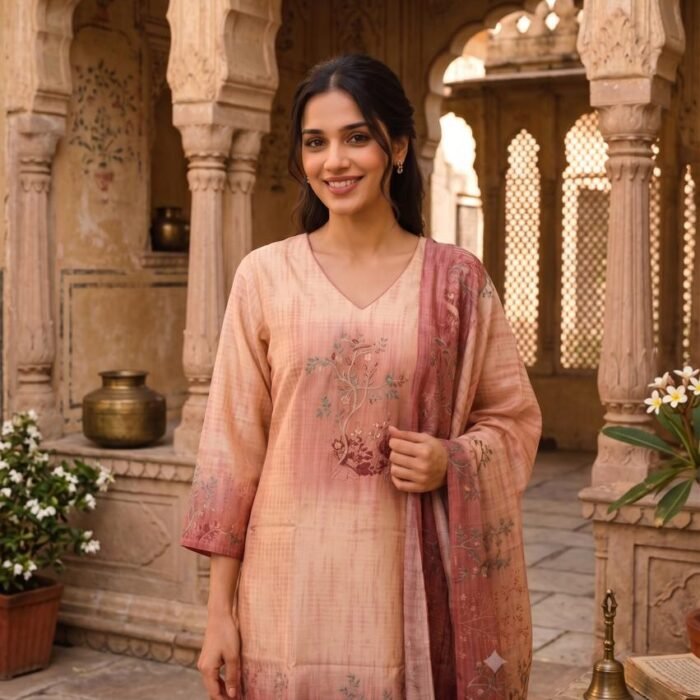Silk Embroidered Stitched Suit